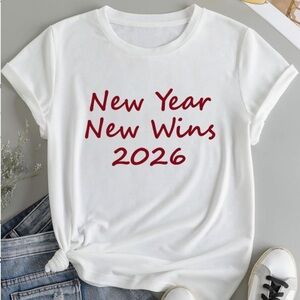White Graphic Tee - New Year New Wins 2026